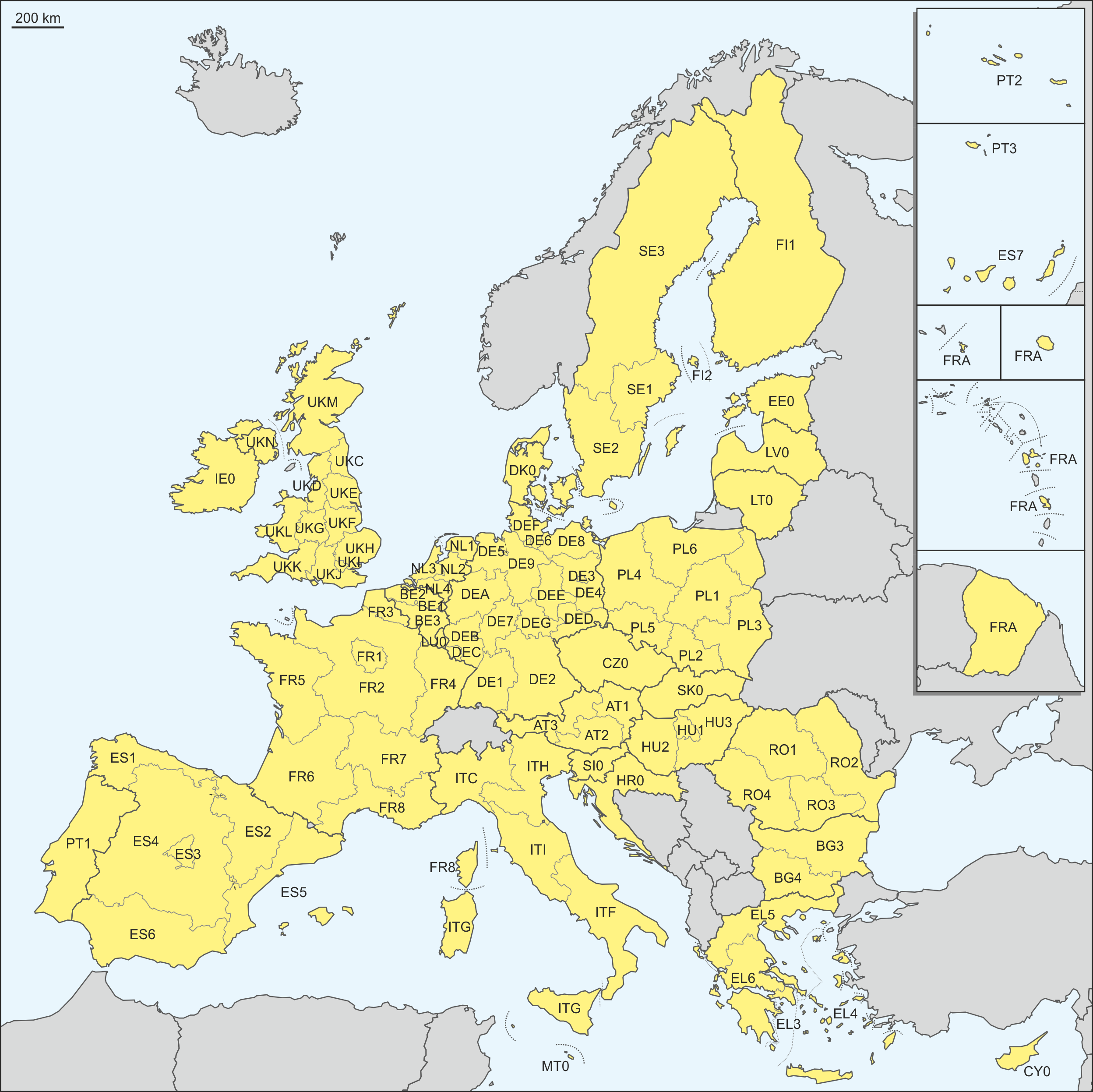 Podziału państw Unii Europejskiej na jednostki NUTS 1 obowiązujący od 1 stycznia 2015 r.