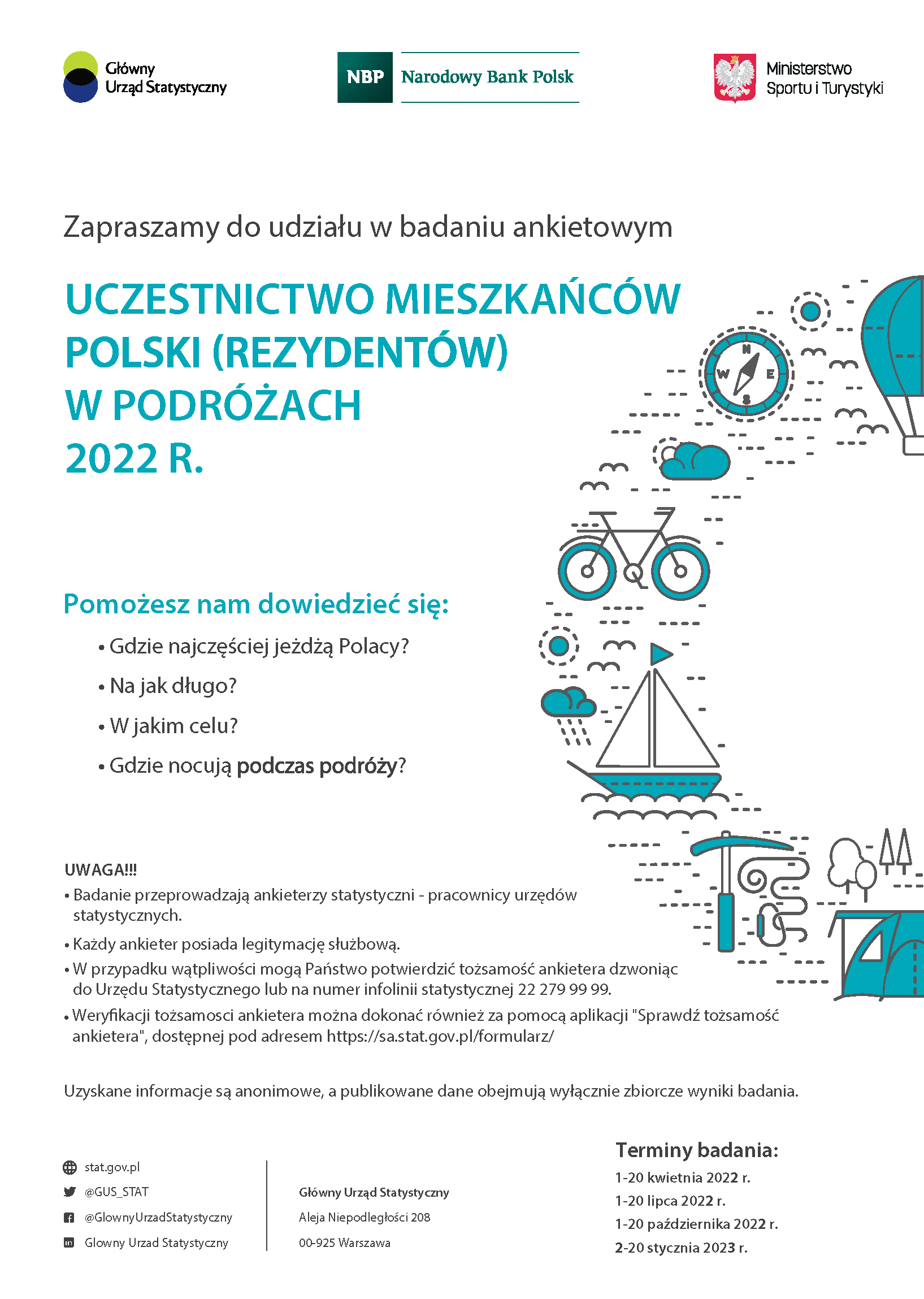 Plakat: Uczestnictwo mieszkañców Polski (rezydentów) w podróżach 2022 r.