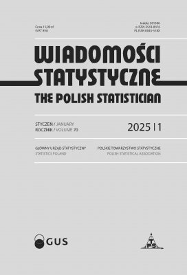 Cover of &quot;Wiadomości Statystyczne. The Polish Statistician nr 1/2025&quot;