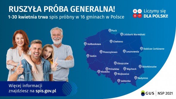 1-30 kwietnia trwa spis próbny w 16 gminach Polski