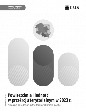 Okładka publikacji &quot;Powierzchnia i ludność w przekroju terytorialnym w 2023 roku&quot;