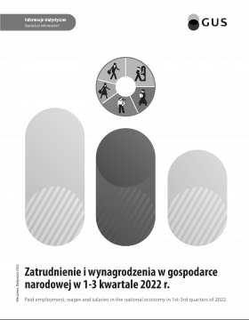 Okładka publikacji: Zatrudnienie i wynagrodzenia w gospodarce narodowej w 1-3 kwartale 2022 roku