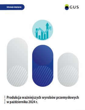 Okładka publikacji &quot;Produkcja ważniejszych wyrobów przemysłowych w październiku 2024 roku&quot;