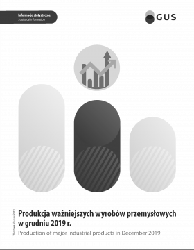 Okładka publikacji: Produkcja ważniejszych wyrobów przemysłowych w grudniu 2019 roku