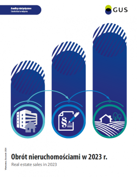 Okładka publikacji &quot;Obrót nieruchomościami w 2023 roku&quot;