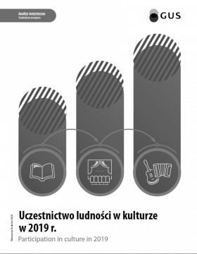 Okładka publikacji &quot;Uczestnictwo ludności w kulturze w 2019 roku&quot;