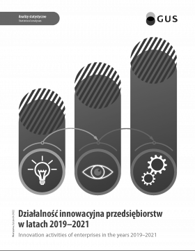 Okładka publikacji: Działalność innowacyjna przedsiębiorstw w latach 2019-2021