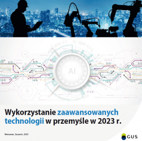 Okładka publikacji &quot;Wykorzystanie zaawansowanych technologii w przemyśle w 2023 r.&quot;