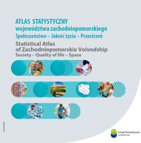 Okładka publikacji &quot;Atlas statystyczny województwa zachodniopomorskiego. Społeczeństwo - Jakość życia - Przestrzeń&quot;