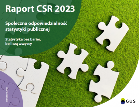 Okładka publikacji &quot;Społeczna odpowiedzialność statystyki publicznej. Raport CSR 2023&quot;