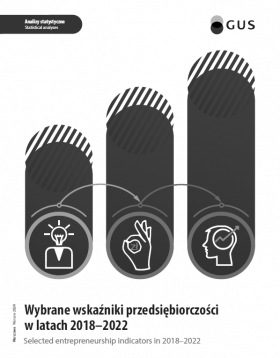 Okładka publikacji &quot;Wybrane wskaźniki przedsiębiorczości w latach 2018-2022&quot;