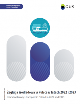 Okładka publikacji &quot;Żegluga śródlądowa w Polsce w latach 2022-2023&quot;