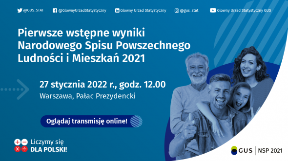Ogłoszenie pierwszych wstępnych wyników Narodowego Spisu Powszechnego Ludności i Mieszkań 2021